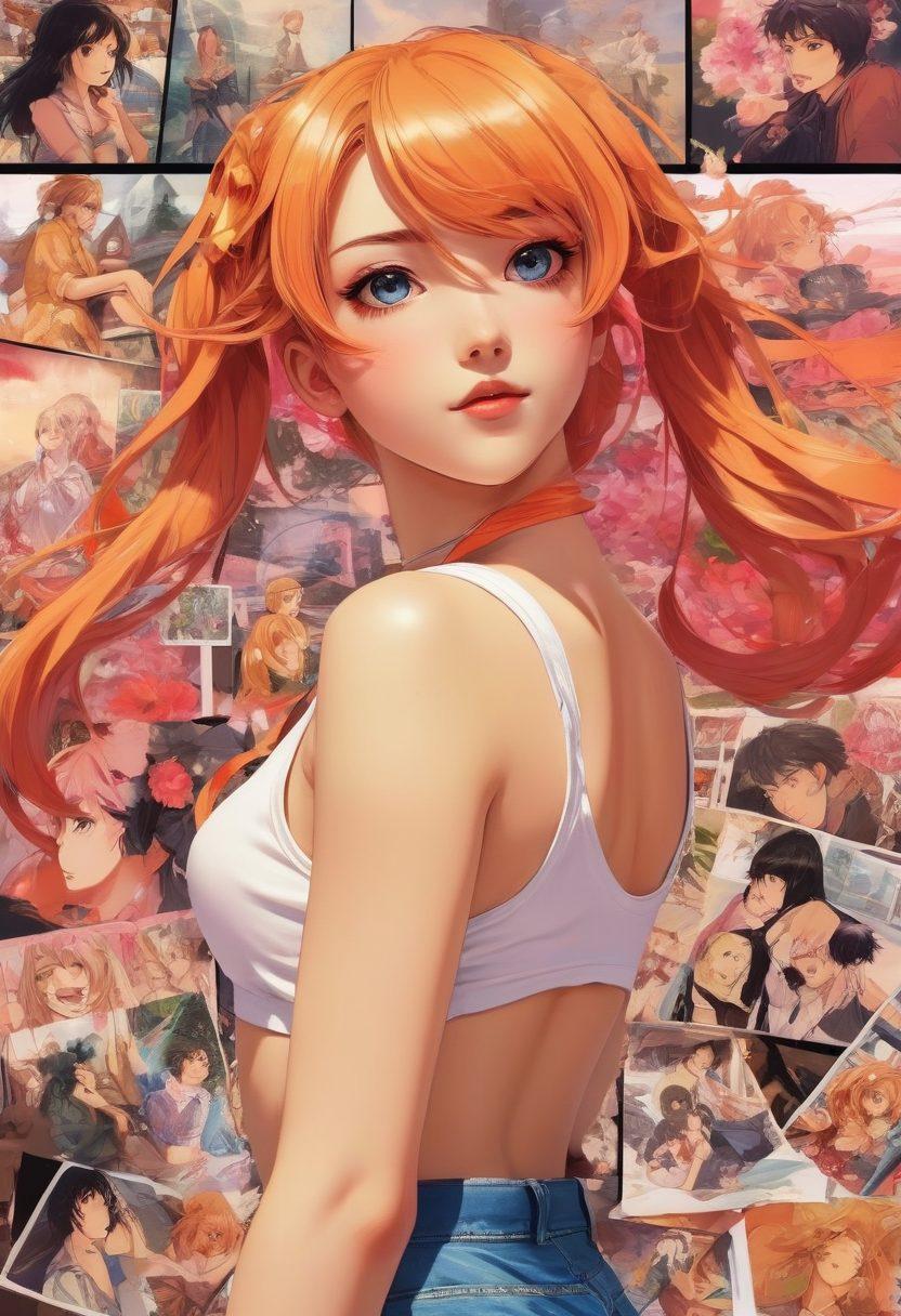 A visually engaging collage depicting the transition from manga panels to animated frames, showcasing various styles of hentai art. Include iconic character designs and vivid scenes that reflect the diversity of the genre, with contrasting emotions illustrated. Integrate elements symbolizing its impact on adult entertainment, such as film reels or digital screens. Set against a dynamic background with vibrant colors and a mix of 2D and 3D effects. anime style. vibrant colors.